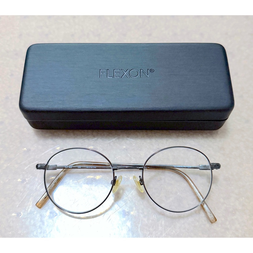 Flexon Technolite Flex TLF 602 GM Frames Glasses Metal Round Oval Silver Case